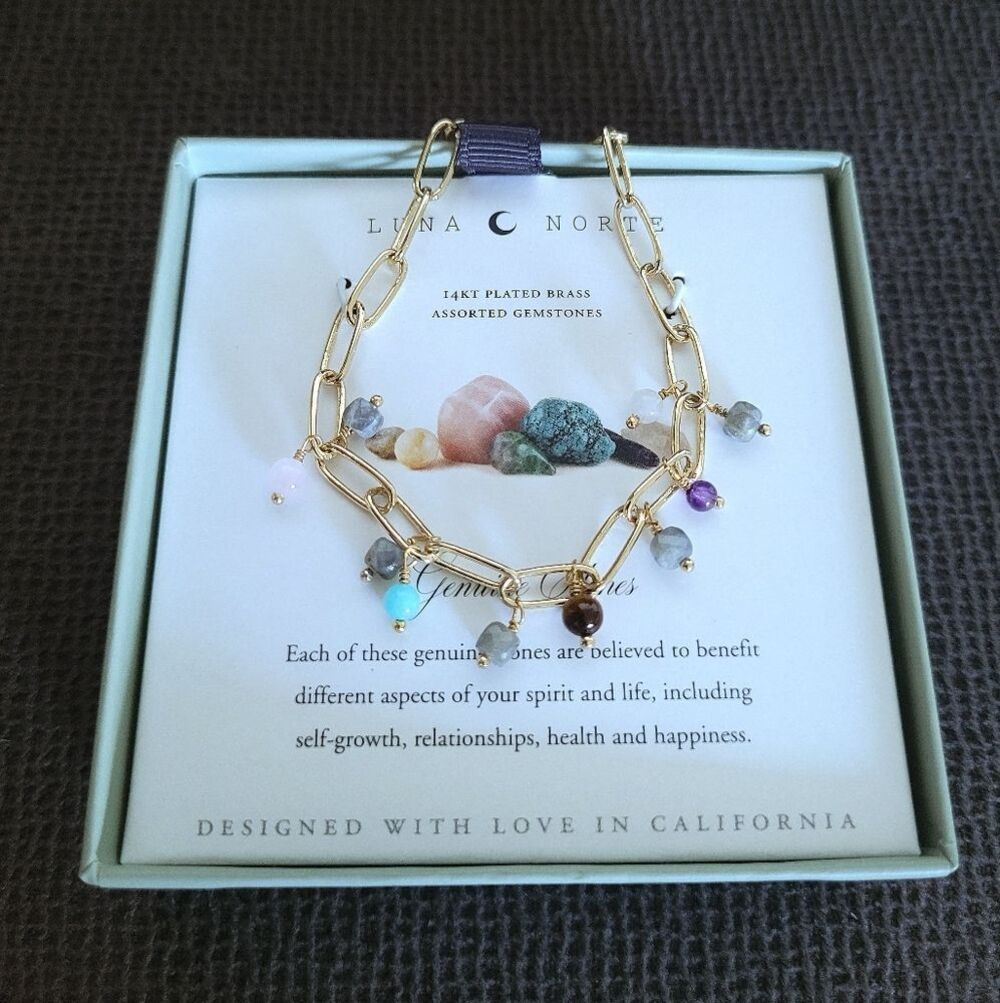 ✨️HP✨️ Luna🌙 Norte Multiple Gemstone Bead Bracelet - NIB - Picture 1 of 16